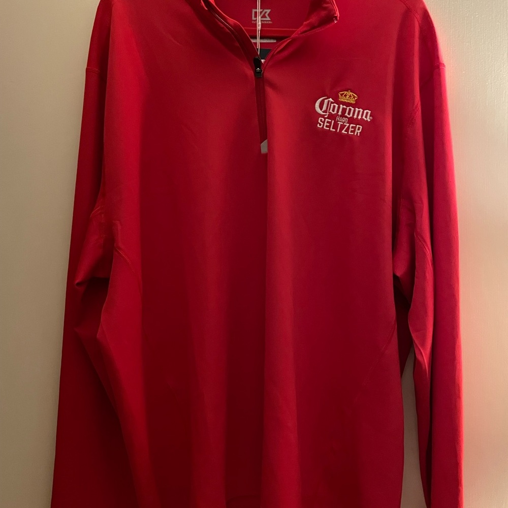 RED Cutter & Buck Stretch Quarter Zip Mens Pullover Corona Seltzer Beer XXL